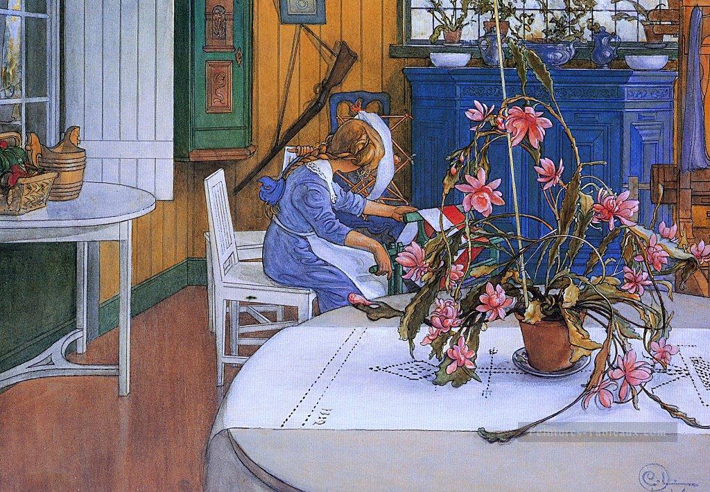 intérieur avec un cactus 1914 Carl Larsson Peintures à l'huile